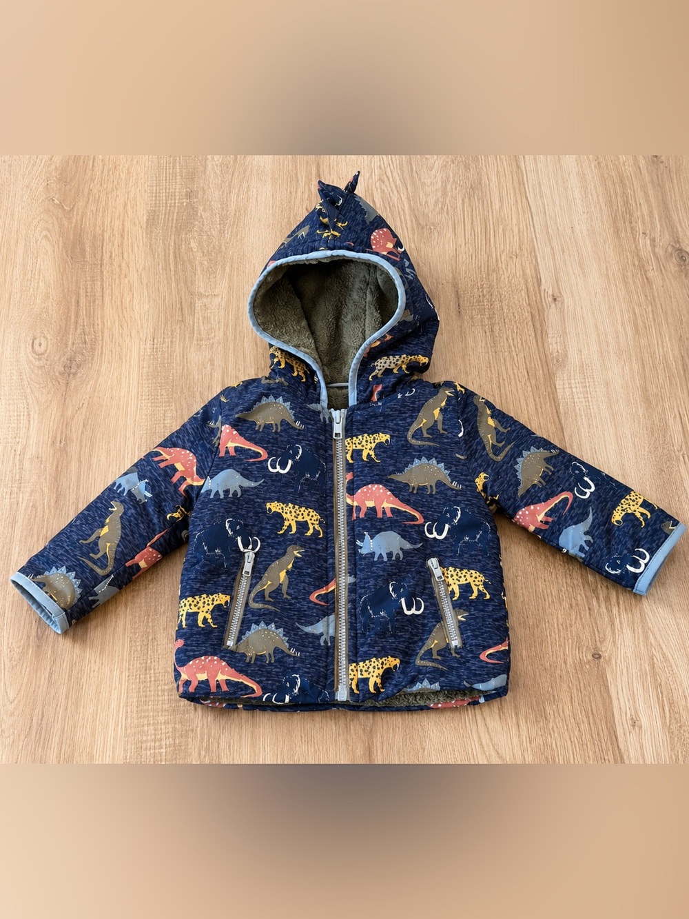 Mick Mack Dinosaur Hooded Jacket 12M Plush Lined Winter Coat